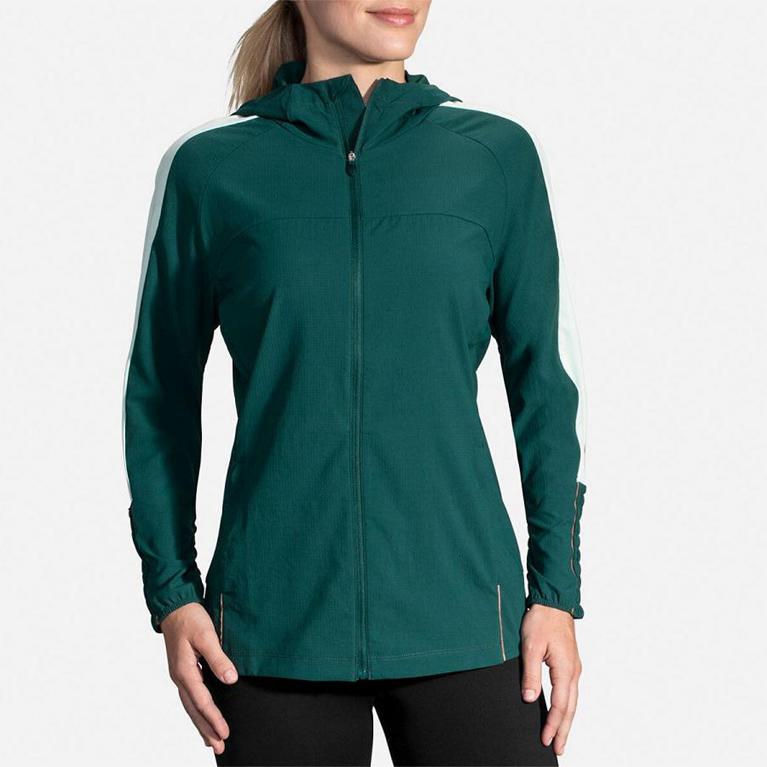 Brooks Canopy - Womens Running Jackets - Green (09384BFNK)